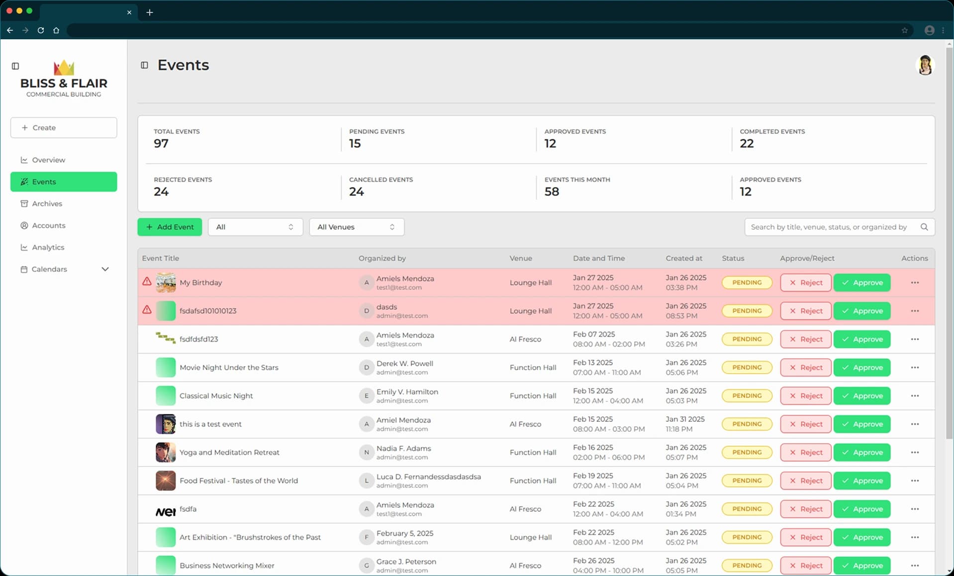 Bliss and Flair Commercial Building Website